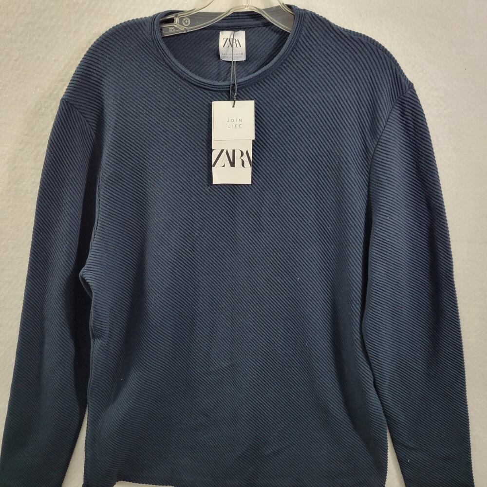 Zara Blue Ribbed Women's NWT Sweater Size L 92323-0442 - Picture 2 of 4